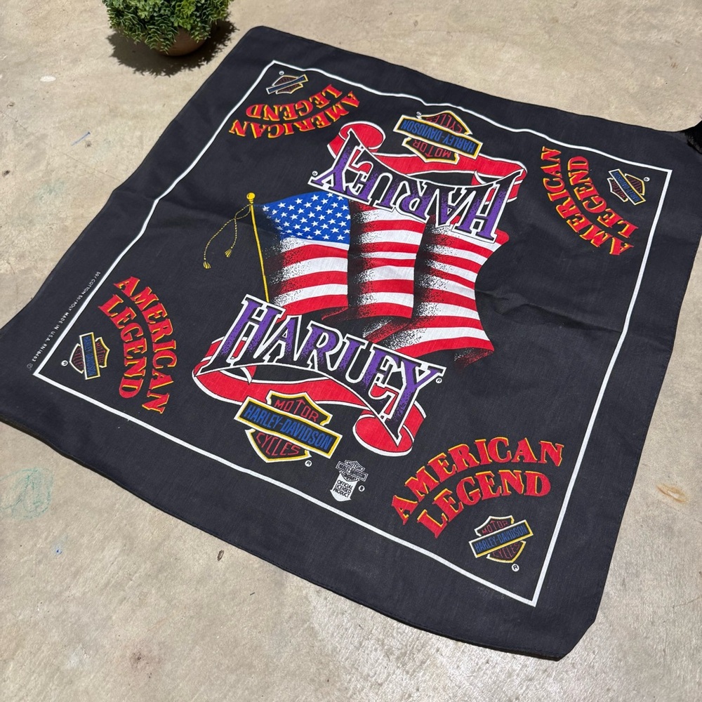 Harley Davidson Vtg Bandana Handkerchief Dew Rag USA Made 21” Motorcycle Biker